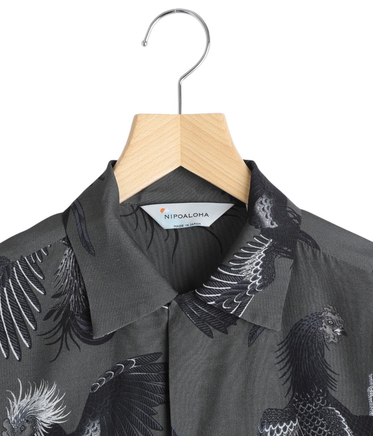 別注 RAYON SHORT SLEEVE ALOHA SHIRT COCK FIGHTING MONOTONE