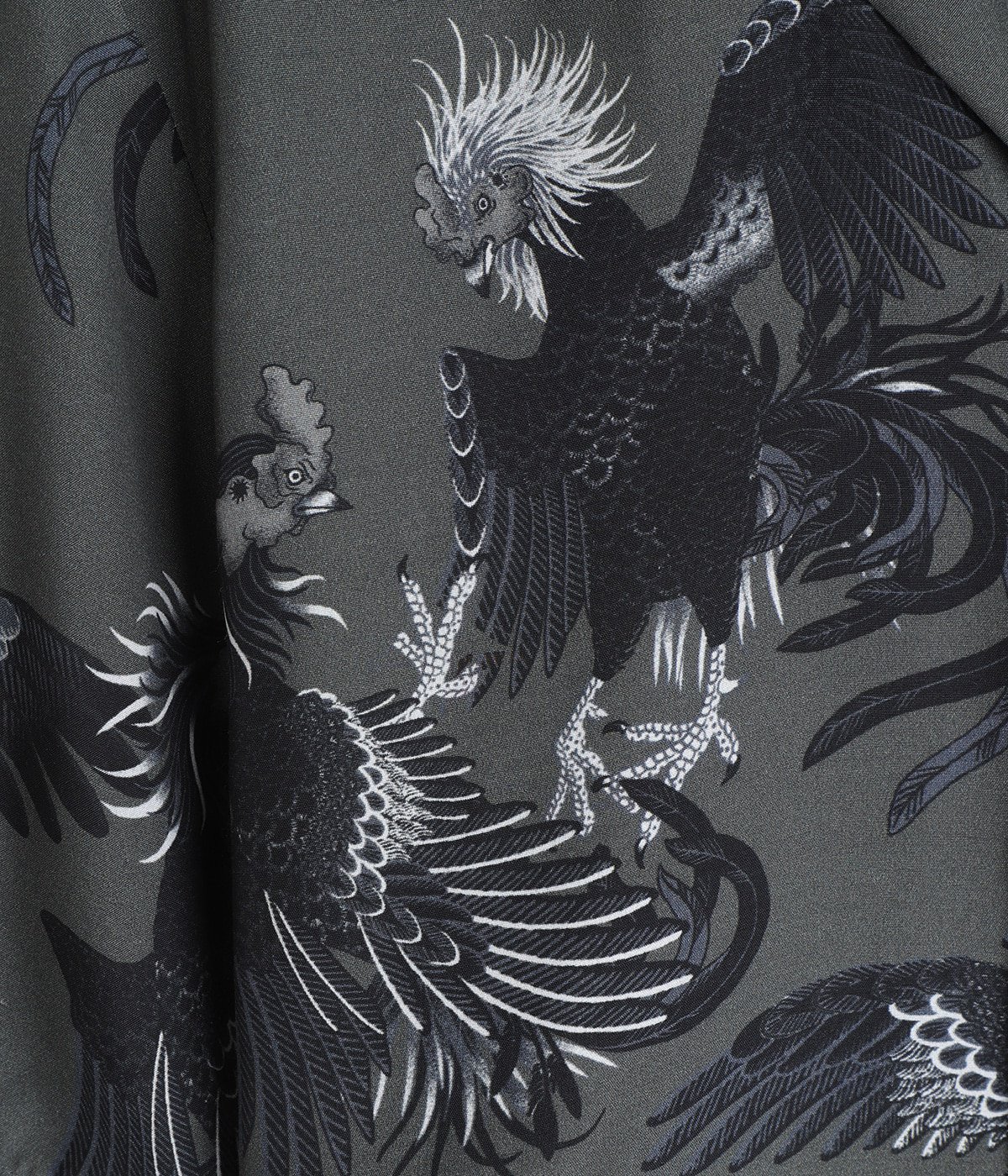 別注 RAYON SHORT SLEEVE ALOHA SHIRT COCK FIGHTING MONOTONE