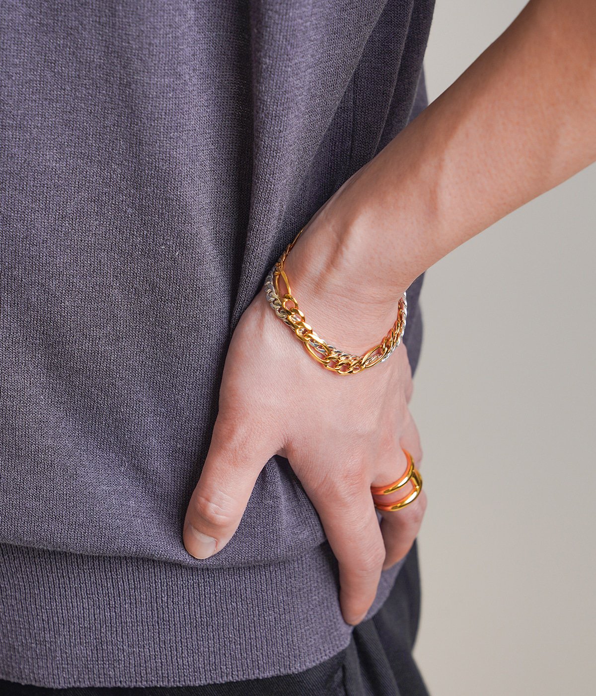 別注 Double Bracelet Basic 4mm & Figaro 6mm(GD Coating) | XOLO