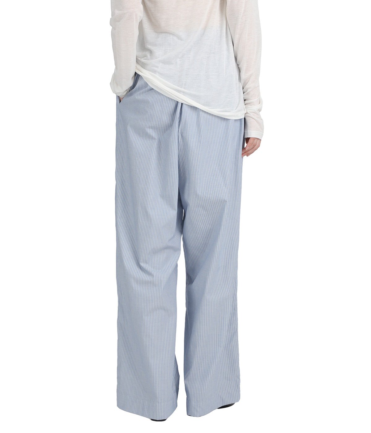 BASERANGE/ベースレンジ CLAUDE PANTS(ブルー) Claude Pants in Blue stripe | Organic cotton poplin | Baserange