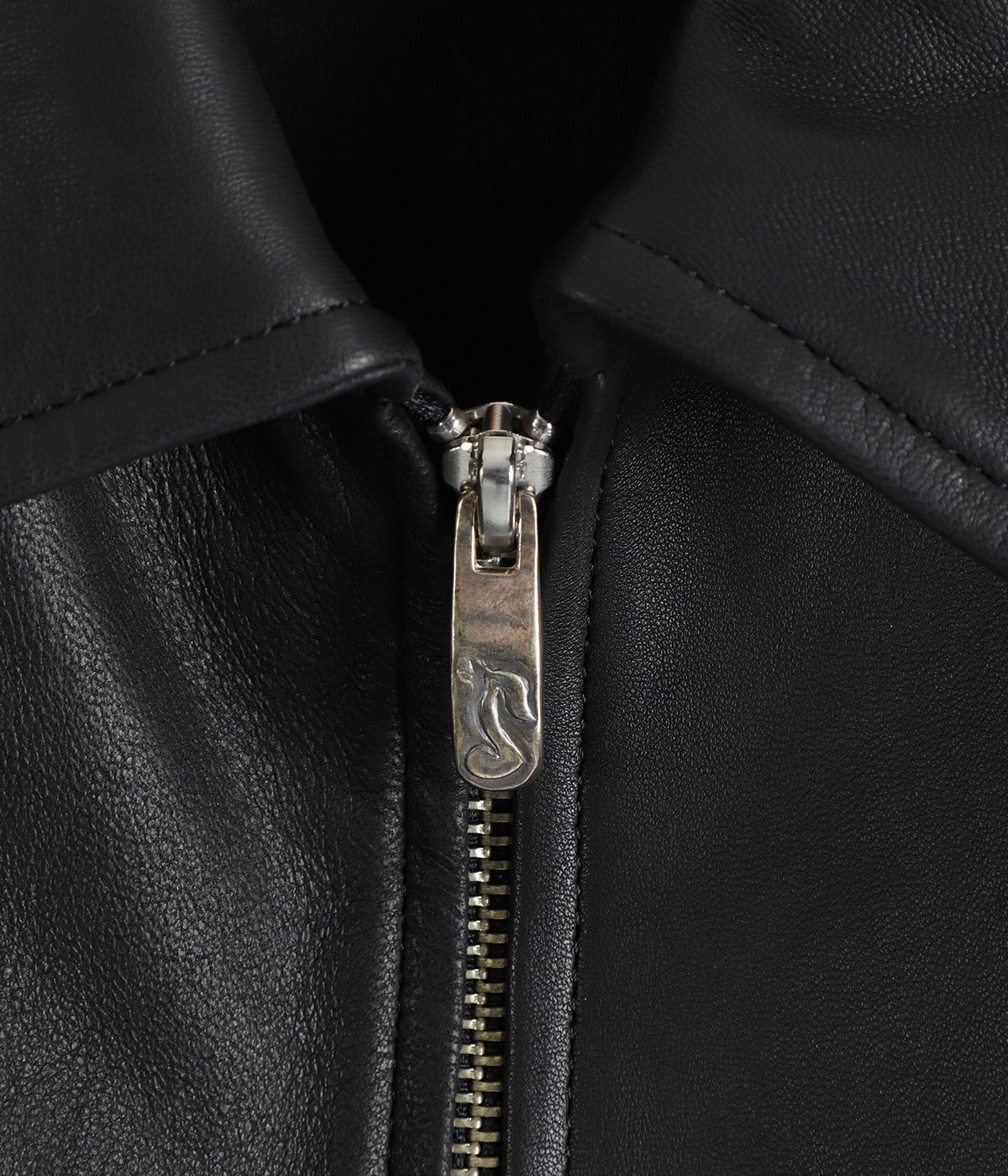 LEATHER ZIP UP JACKET W / LOVE & PEACE SILVER (ENTREFINO) | PORTER