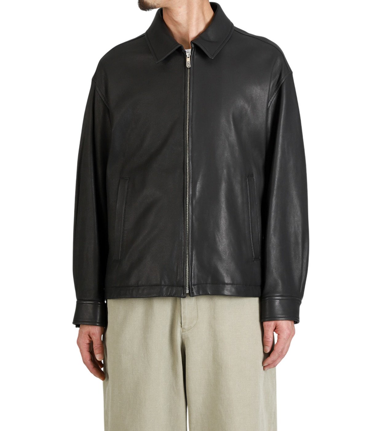 LEATHER ZIP UP JACKET W / LOVE & PEACE SILVER (ENTREFINO) | PORTER