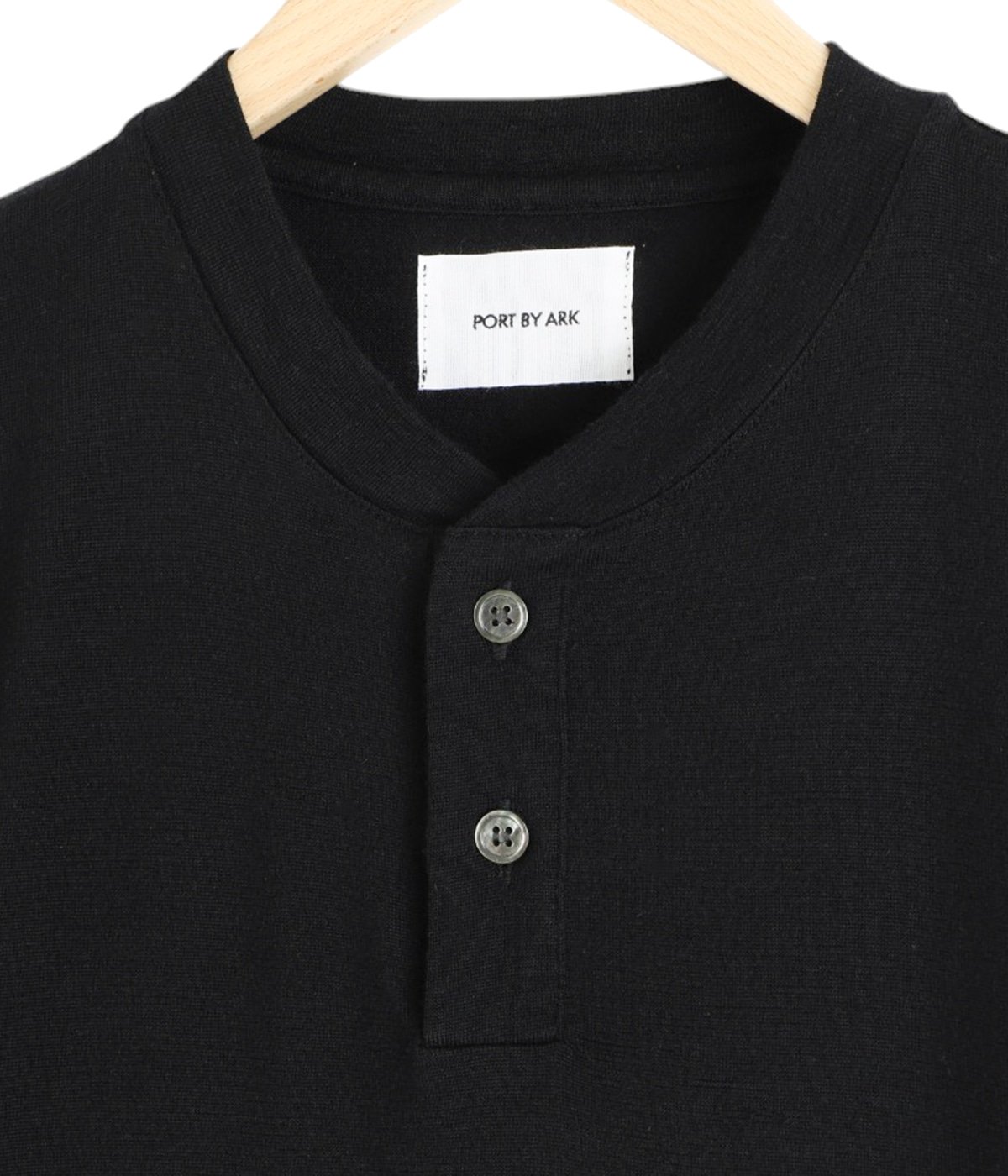 【新品未使用】PORT BY ARK☆ウールT ヘンリーネック☆1☆黒 Wool Henley Neck T-Shirt | PORT BY ARK(ポートバイアーク