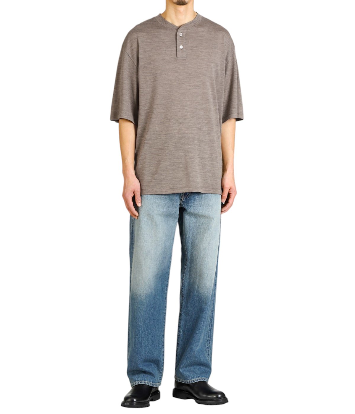 【新品未使用】PORT BY ARK☆ウールT ヘンリーネック☆1☆黒 Wool Henley Neck T-Shirt | PORT BY ARK(ポートバイアーク