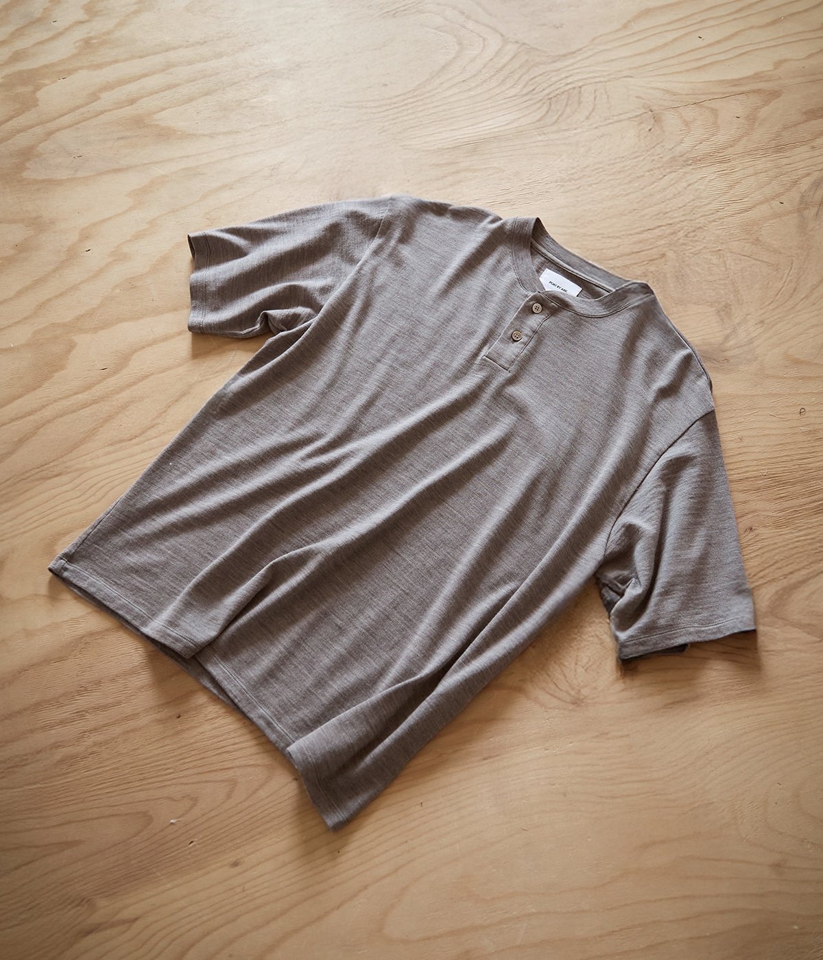 【新品未使用】PORT BY ARK☆ウールT ヘンリーネック☆1☆黒 Wool Henley Neck T-Shirt | PORT BY ARK(ポートバイアーク