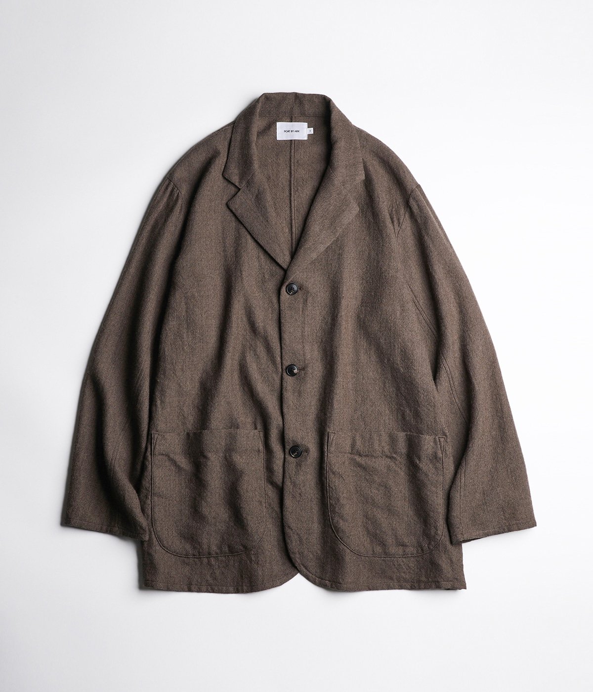 【取引中】PORT BY ARK ブラウン ノーカラージャケット サイズ2 予約】Shirt Jacket | PORT BY ARK(ポートバイアーク) / アウター