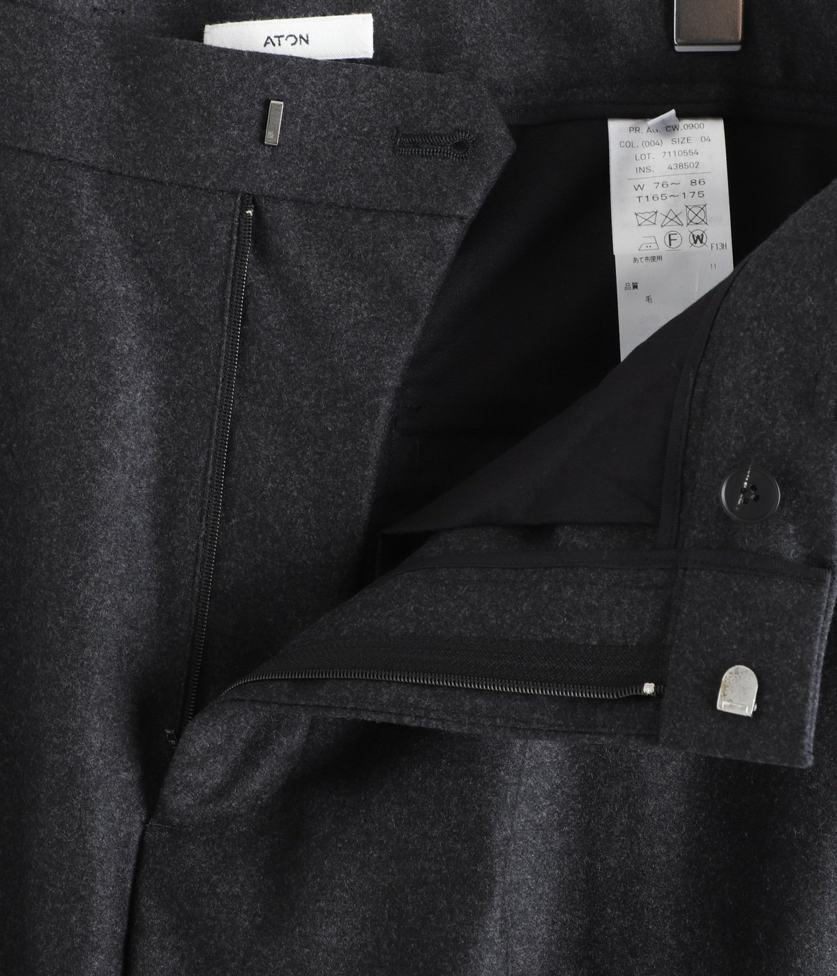 MERINO COLLEGE FLANNEL WIDE STRAIGHT PANTS | ATON(エイトン