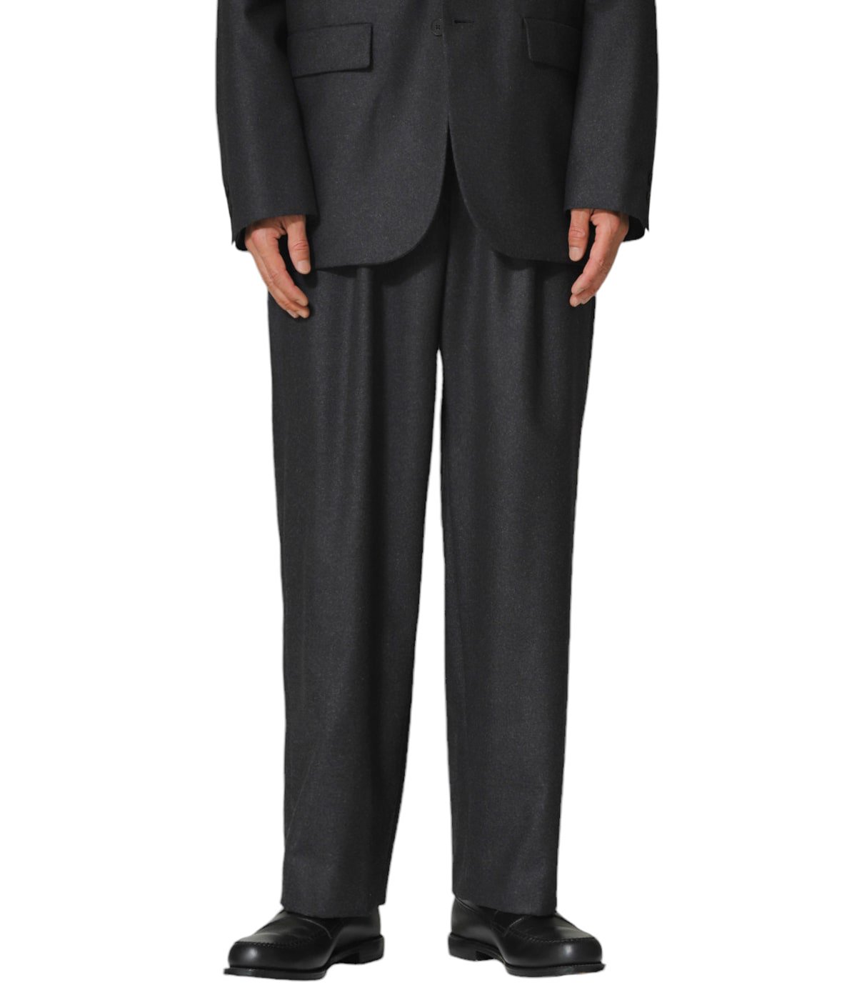 MERINO COLLEGE FLANNEL WIDE STRAIGHT PANTS | ATON(エイトン