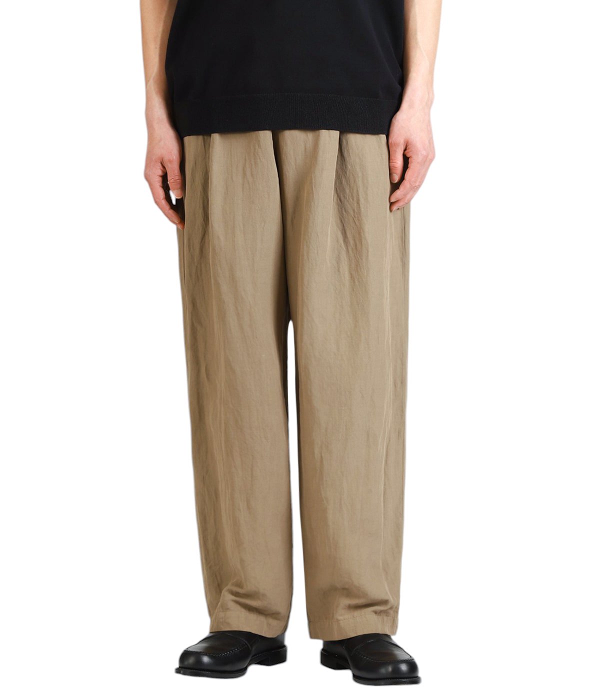COTTON LINEN VOILE TWO TUCKED EASY PANTS | ATON(エイトン