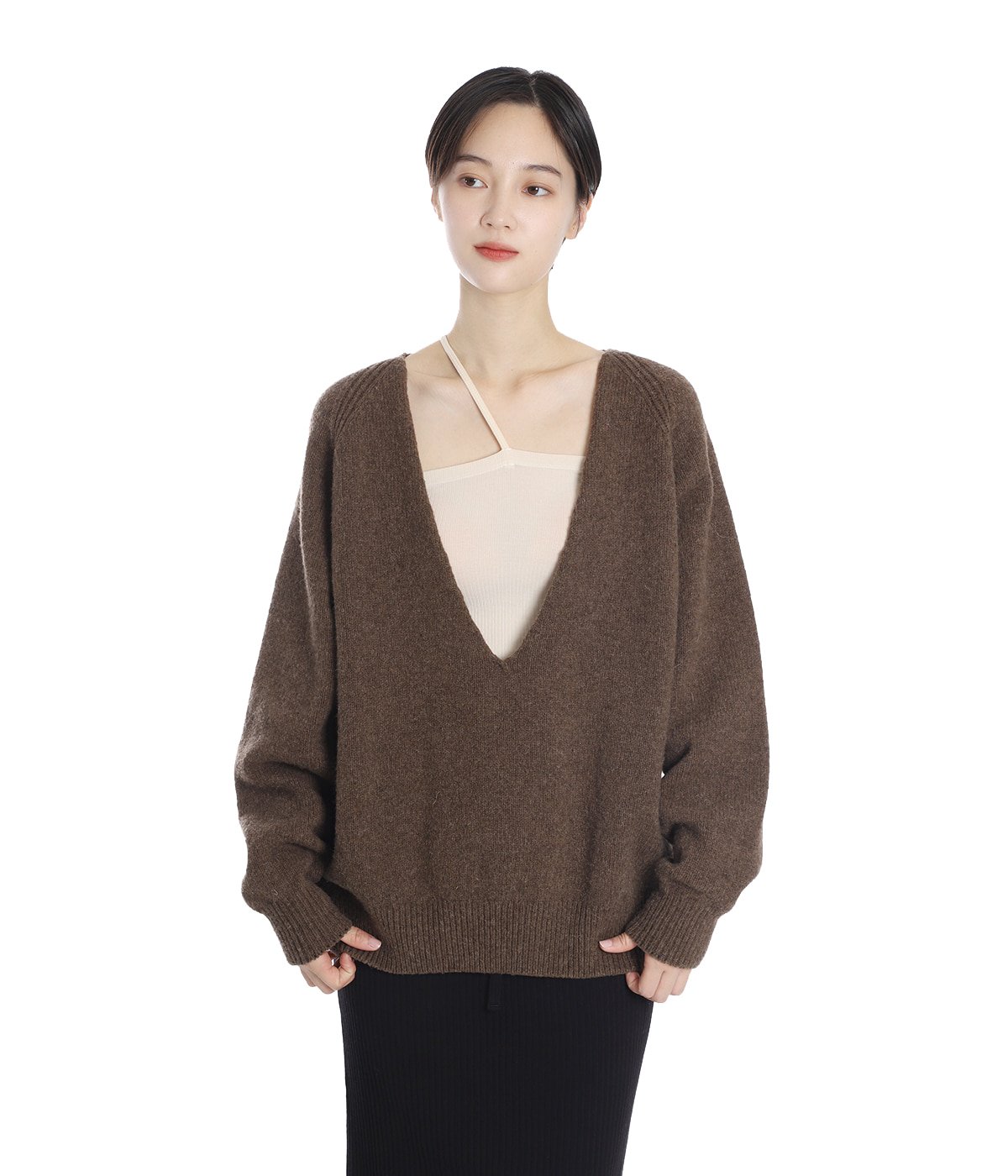 baserange Vネックコットンニット Baserange: Brown Soar V-neck Sweater | SSENSE Canada