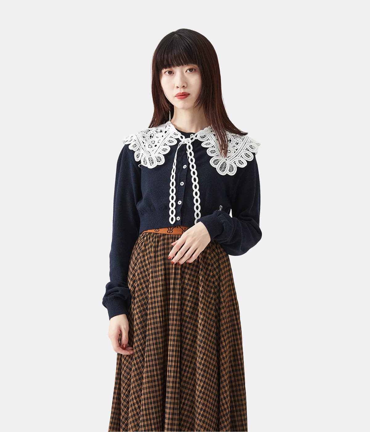 rokh LACE COLLAR CROPPED CARDIGAN