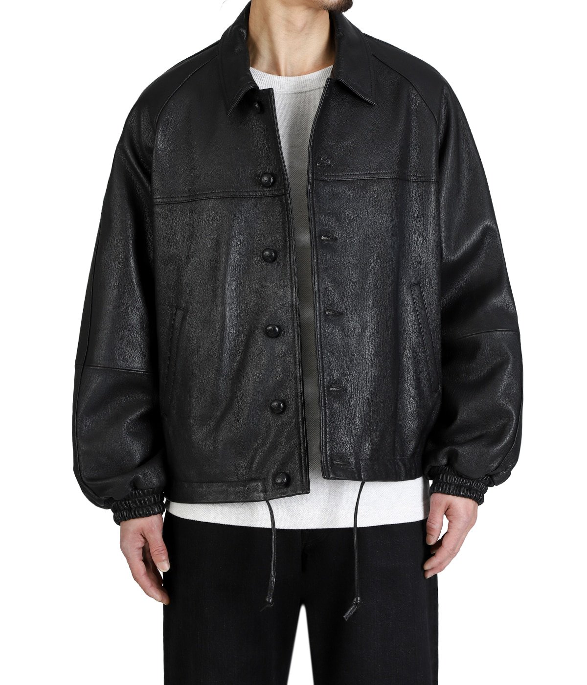 CCU レザー シャツジャケット レザー size1 黒 CCU REGULAR COLLAR SHIRT [Black]