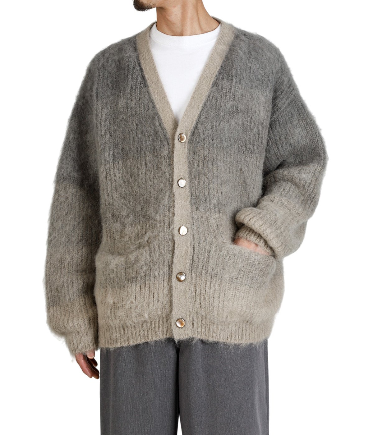 MOHAIR GRADATION BORDER CARDIGAN | REVERBERATE(リバーバレイト 