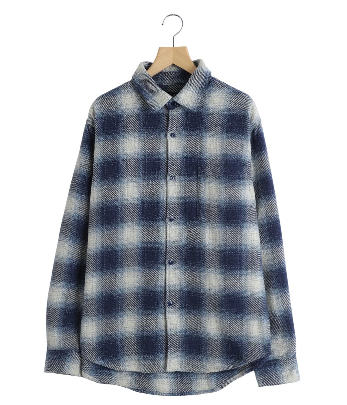 極美品 REMI RELIEF NAVY LABEL オーバーサイズ ネルシャツ REMI RELIEF NAVY LABEL シャツ / レミレリーフ ネイビーレーベル：IND