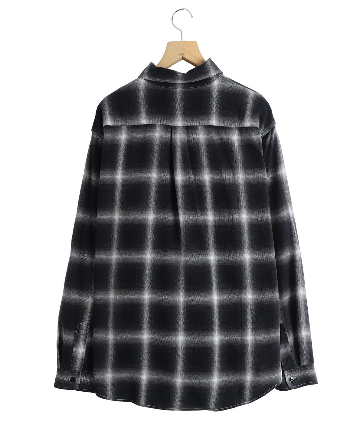 REMI RELIEF　オンブレチェックネルシャツ　ブラックグレー 美品 オンブレネルチェックシャツ | REMI RELIEF NAVY LABEL(レミレリーフ