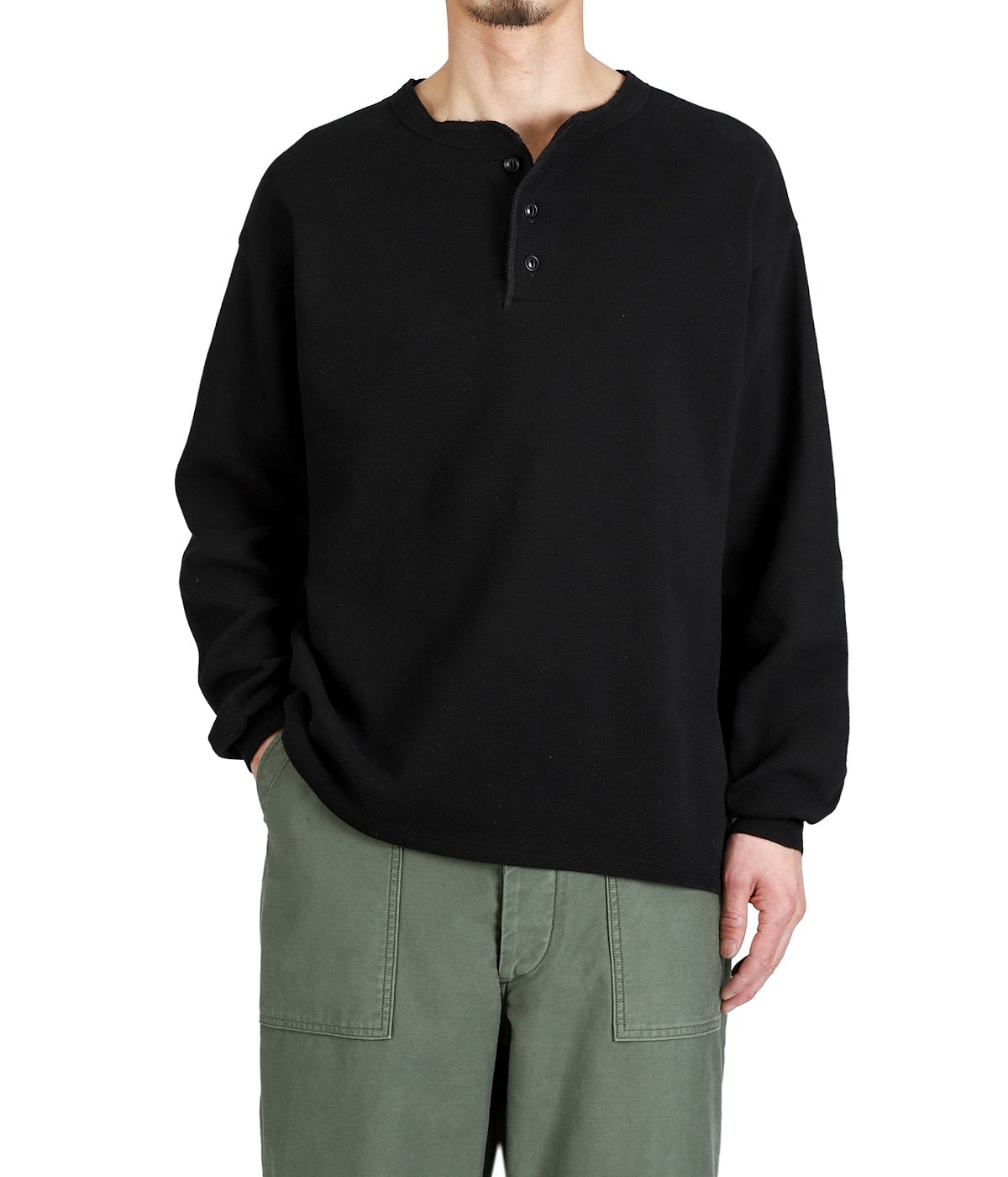 WタックヘンリーネックロンT | REMI RELIEF NAVY LABEL(レミレリーフ