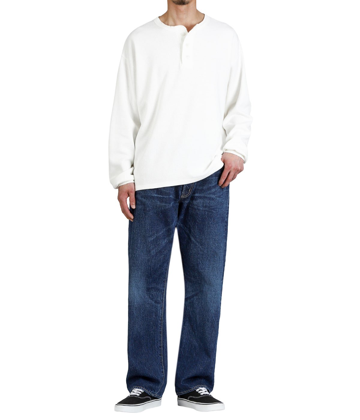 WタックヘンリーネックロンT | REMI RELIEF NAVY LABEL(レミレリーフ