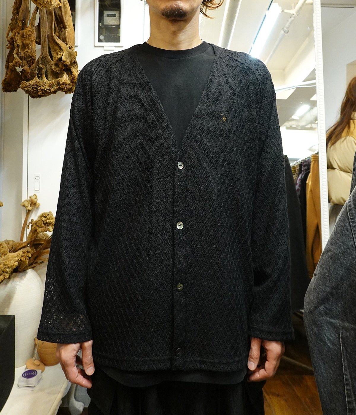 【予約】V-Neck Cardigan - PE/W Raschel Lace