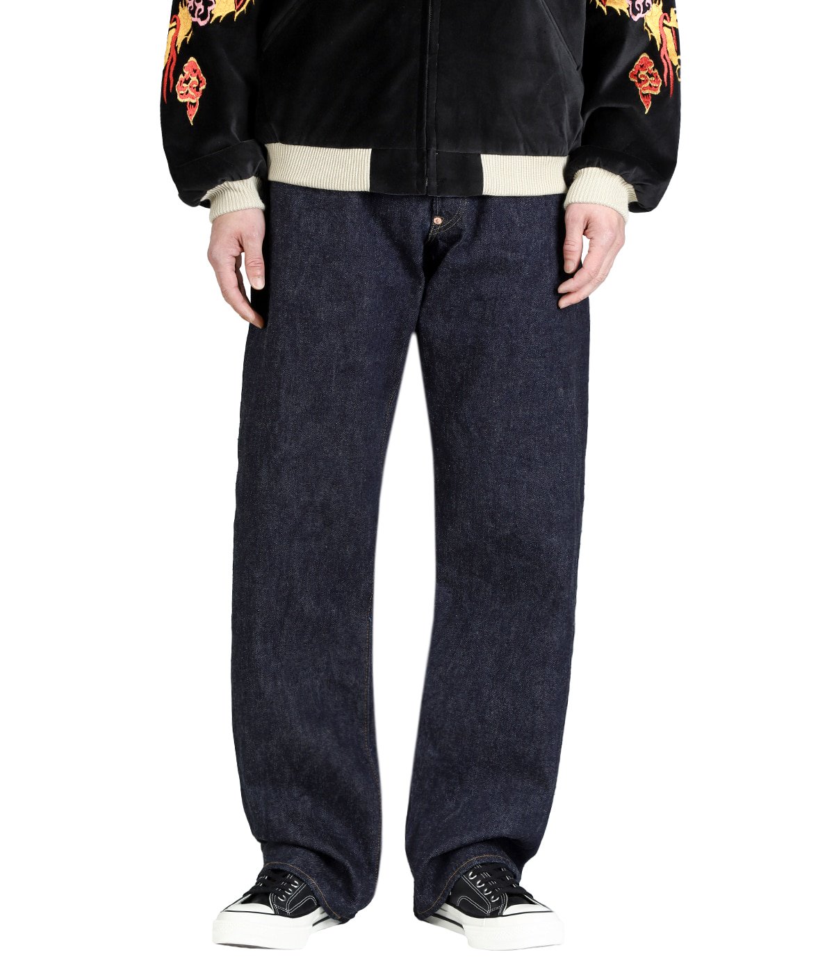No.118 オーダーマスク　星　デニム柄　ツートンカラー　おまとめ割 13oz.DENIM WAIST OVERALLS 2025 MODEL(WIDE LEG) | SUGAR CANE