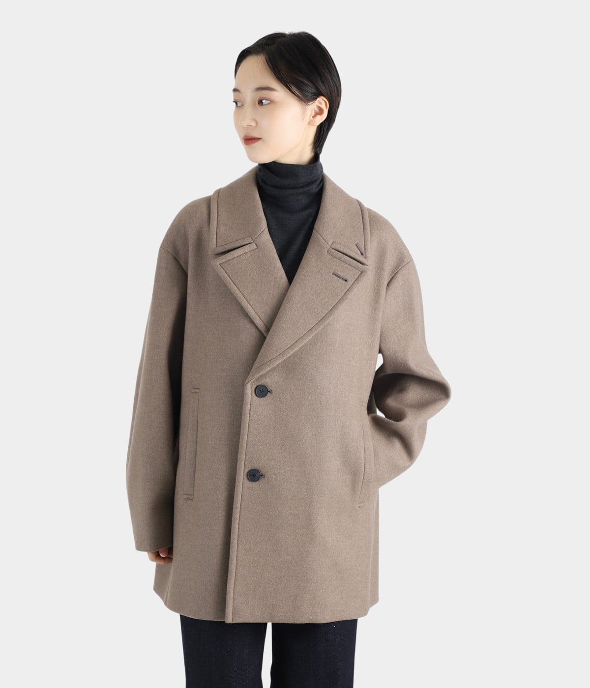 レディース】SUPER 120S DOUBLE MELTON SEMI DOUBLE SHORT COAT | ATON