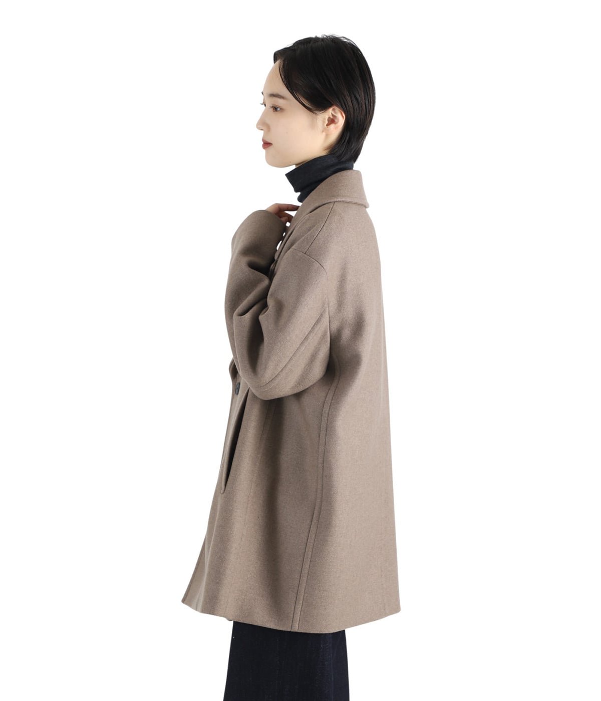 レディース】SUPER 120S DOUBLE MELTON SEMI DOUBLE SHORT COAT | ATON