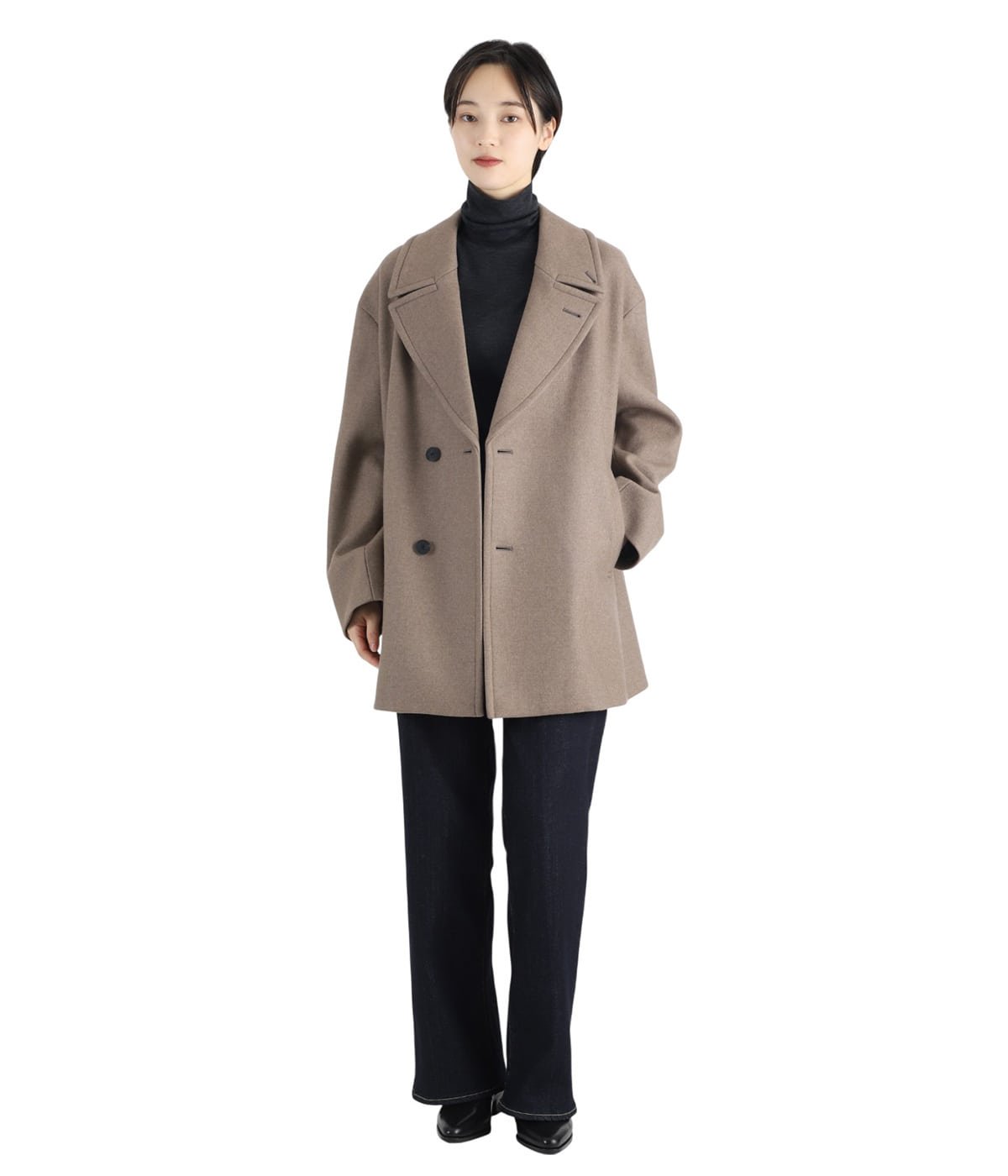 レディース】SUPER 120S DOUBLE MELTON SEMI DOUBLE SHORT COAT | ATON
