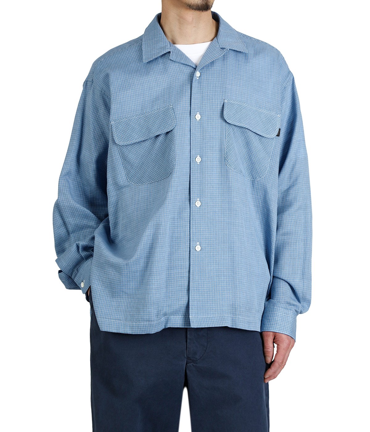 あお❣️Shareシャツ ジャケット Double Gauze Plaid Open Collar Shirt | SEDAN ALL-PURPOSE(セダン