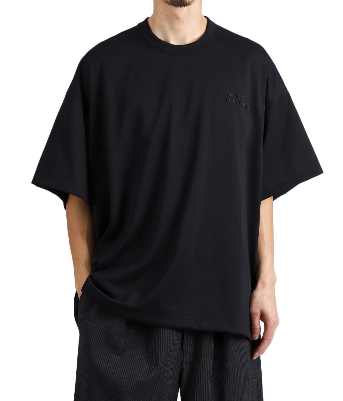SEESEE TECH SUPER BIG FLAT SS T ブラックサイズM SUPER BIG SS FLAT TEE (TECH) | S.F.C(エスエフシー / ストライプ