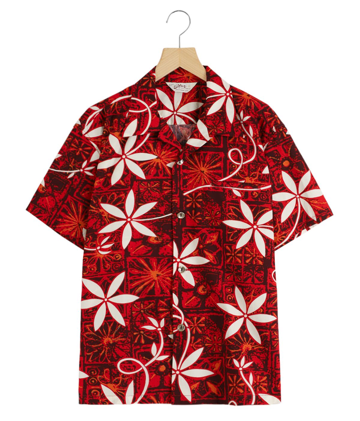 BLUE HAWAII” TYPEWRITER COTTON S/S OPEN SHIRT | STAR OF HOLLYWOOD