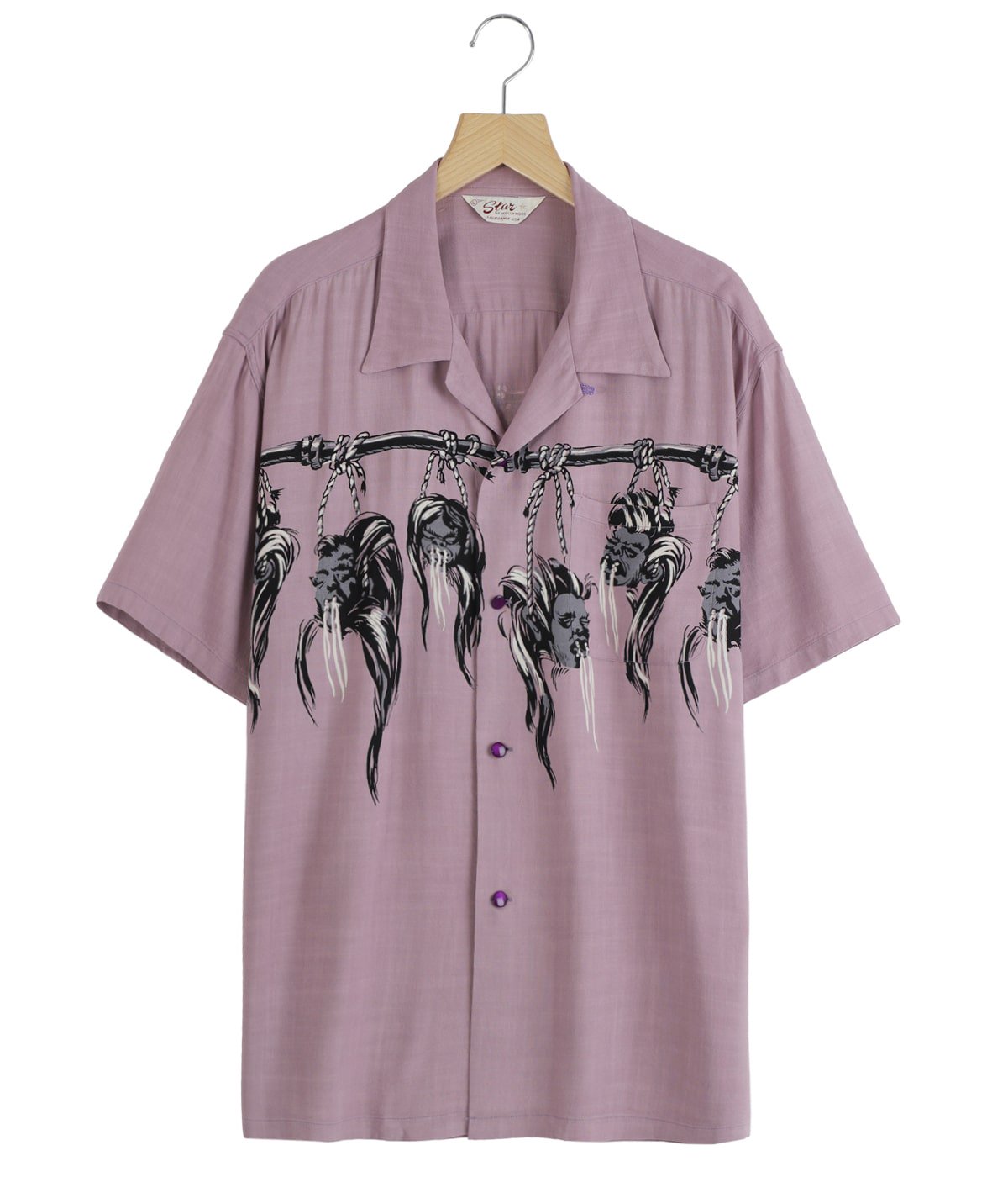 SHRUNKEN HEAD“ HOPSACK RAYON S/S OPEN SHIRT | STAR OF HOLLYWOOD