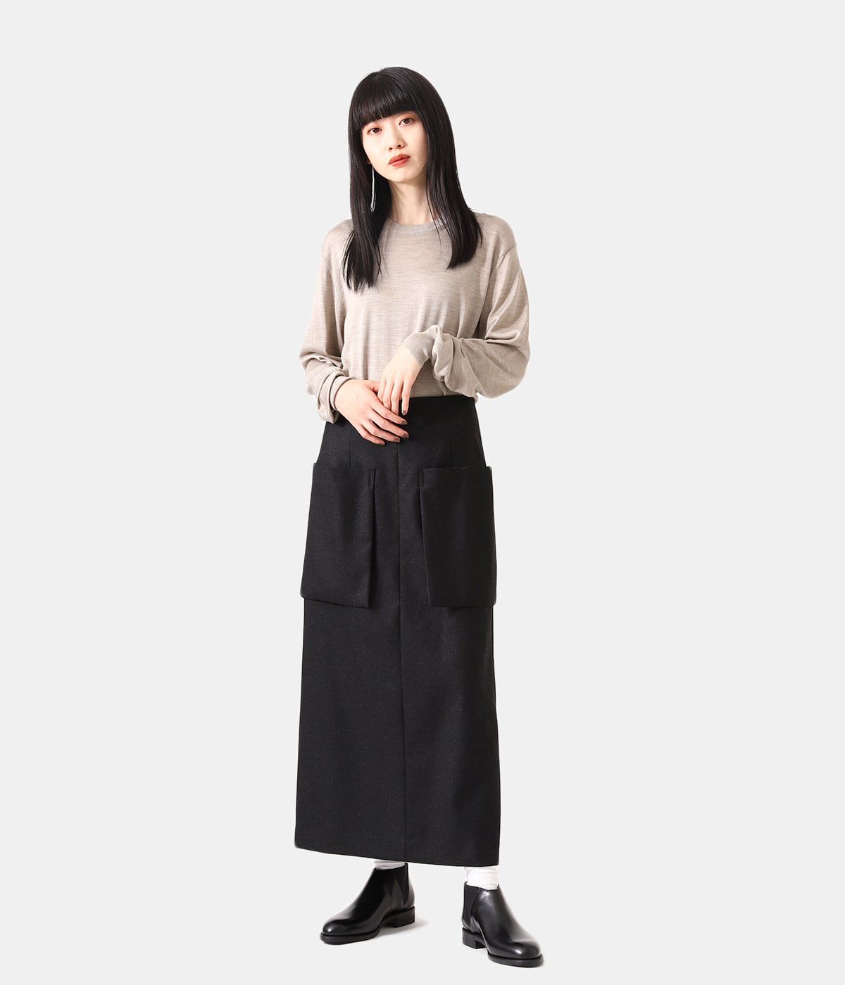 レディース】WOOL SAXONY STRAIGHT SKIRT | ATON(エイトン