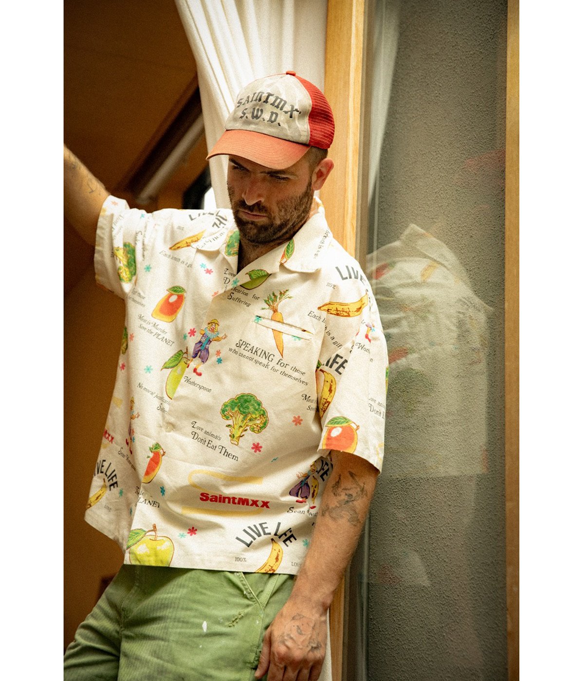 BABYL XL Tシャツ & 大阪ストラップ、扇子セット SW_OPEN COLLAR SHIRT | SAINT Mxxxxxx(セント マイケル) / トップス