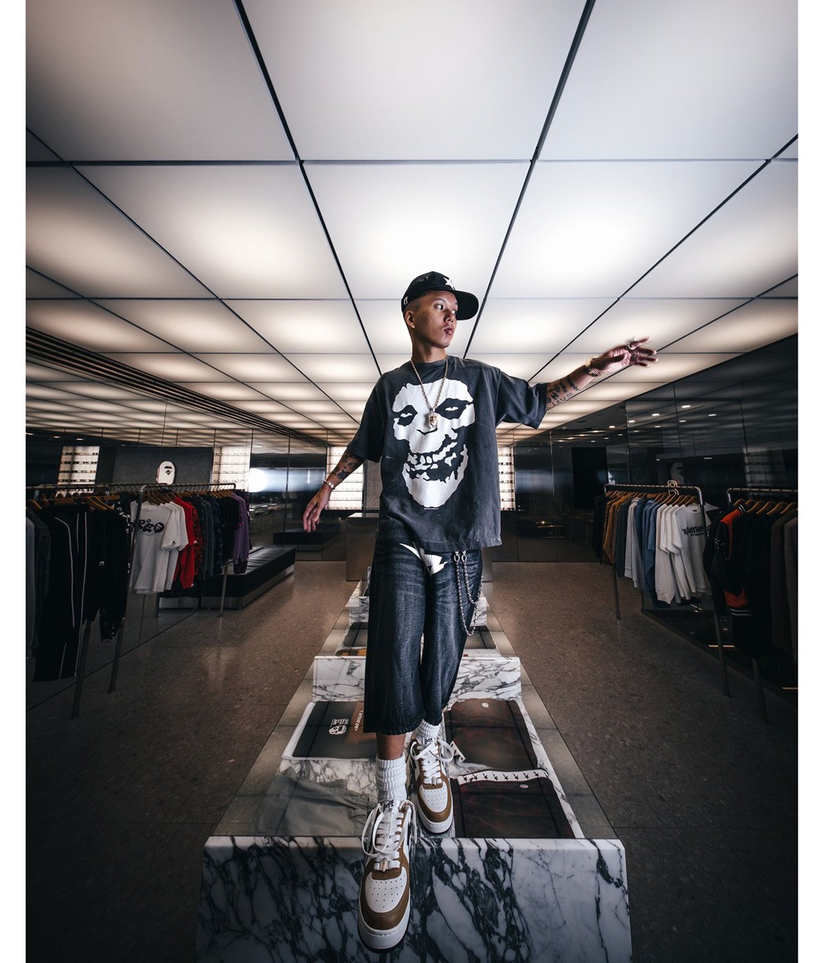 ☆ PAGEBOY(M) フロントロゴ アクセント ボタン フリル 襟 Tシャツ BAPE_SS T-SHIRT/ALWAYS LOVE | SAINT Mxxxxxx(セント マイケル