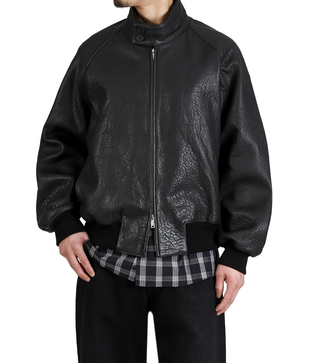 OVER HARRINGTON JACKET SNM-1355 -TEXTURED LEATHER- | STUDIO