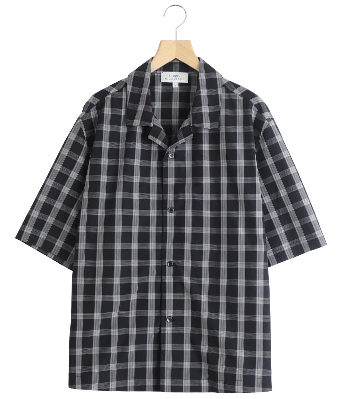 STUDIO NICHOLSON 半袖シャツ SHORT SLEEVE CAMP COLLARS SHIRT HIRTKLINE -LIGHTWEIGHT SHIRTING