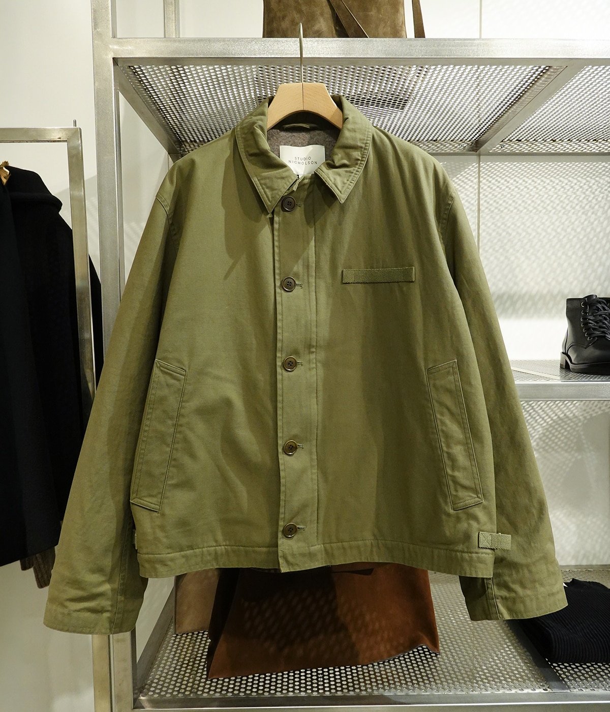 studio nicholson ミリタリージャケット 予約】LINTON WOOL LINED MILITARY JACKET -MILITARY SATIN- | STUDIO