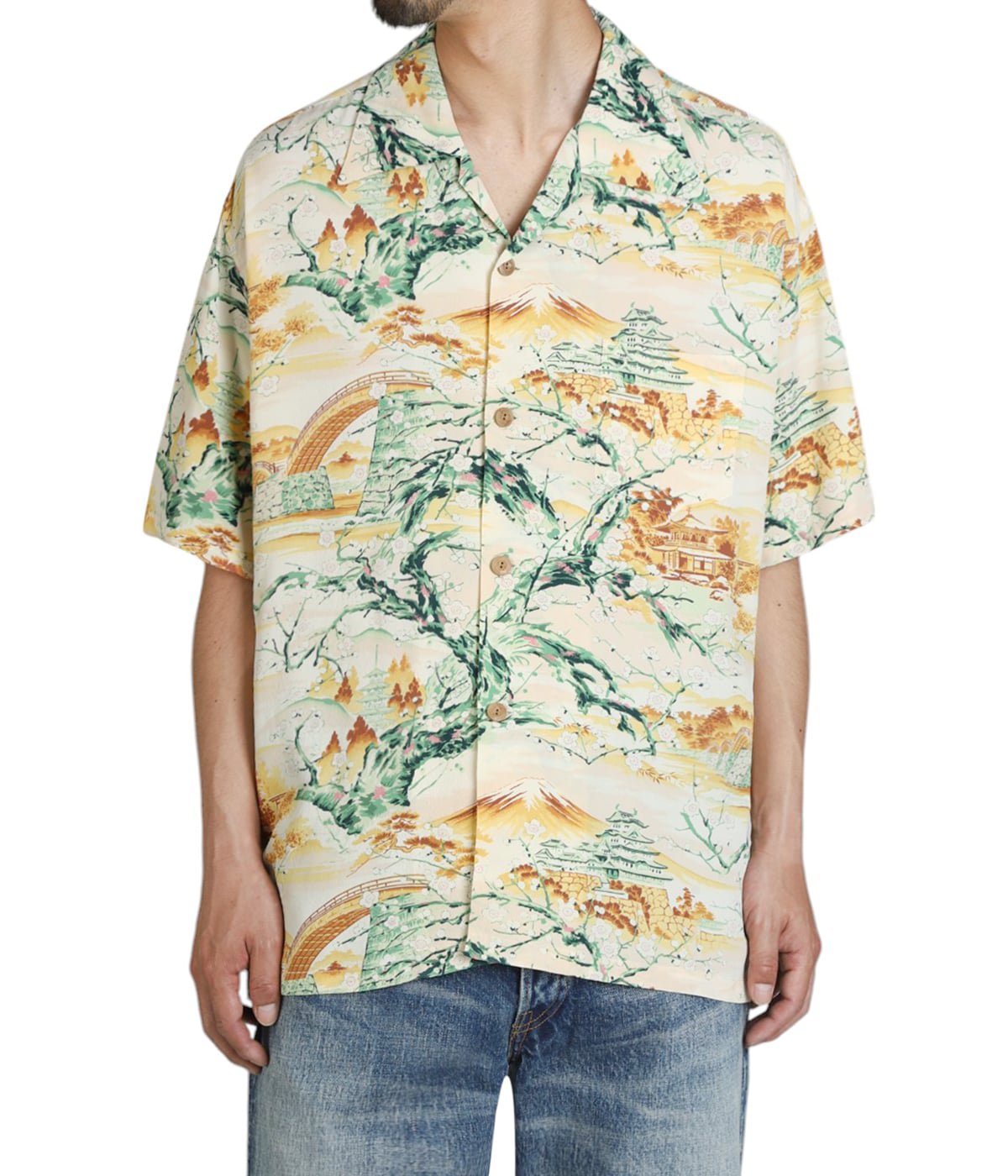 ハワイイラン　安比 SCENERY OF JAPAN“ S/S RAYON HAWAIIAN SHIRT | SUN SURF