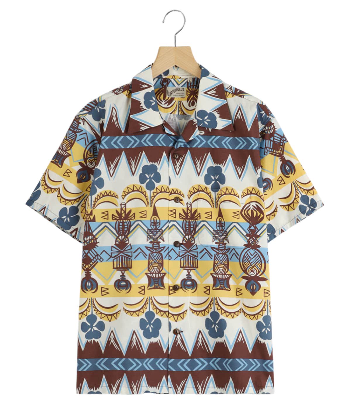 90s SUNSURF レーヨンオープンカラー　ジャパンモチーフ　うどん寿司屋台 ss39504-1.jpg