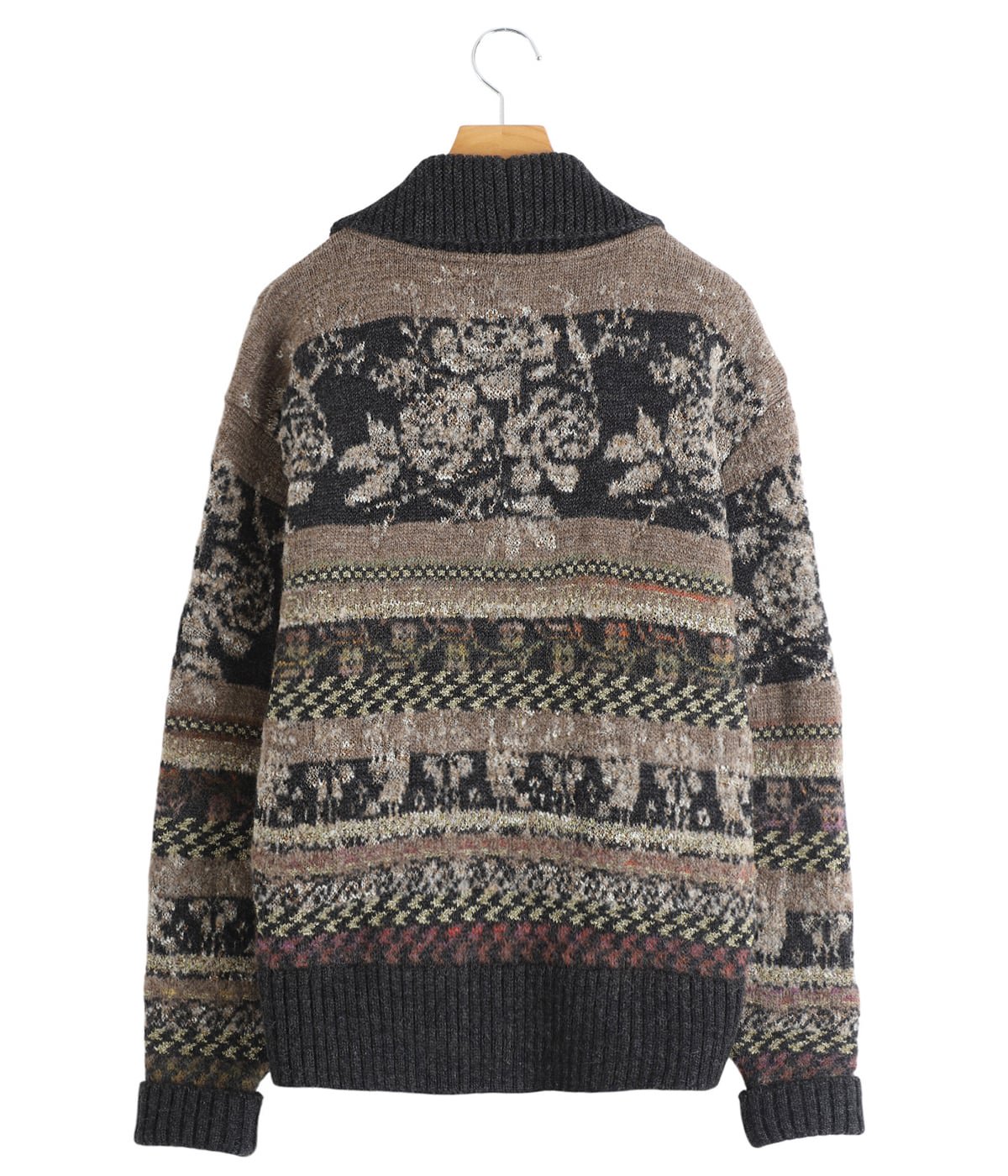 【美品】  TANAKA / タナカ | 2025AW | JACQUARD CARDIGAN / ウール ジャガード ジップアップ カーディガン | S | ブラウン系 | レディース TANAKA / タナカ | 2025AW | JACQUARD CARDIGAN / ウール ジャガード