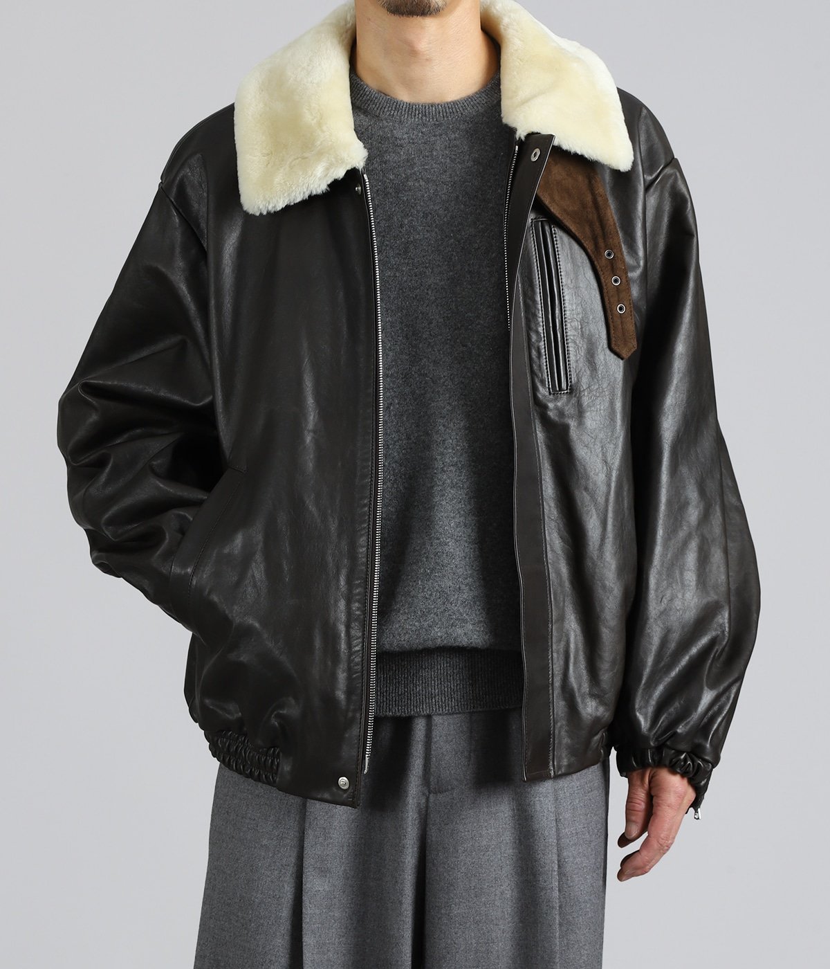 MOUTON COLLAR CALF ZIP JACKET | ssstein(シュタイン) / アウター