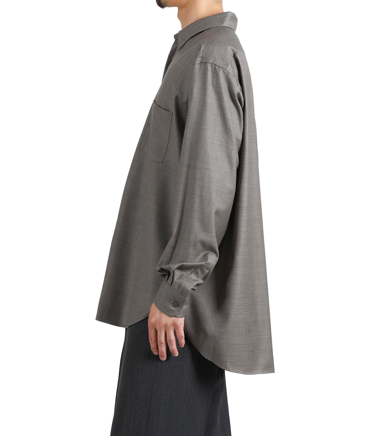 EXTRA FINE WOOL OVERSIZED REGULAR COLLAR SHIRT | ssstein