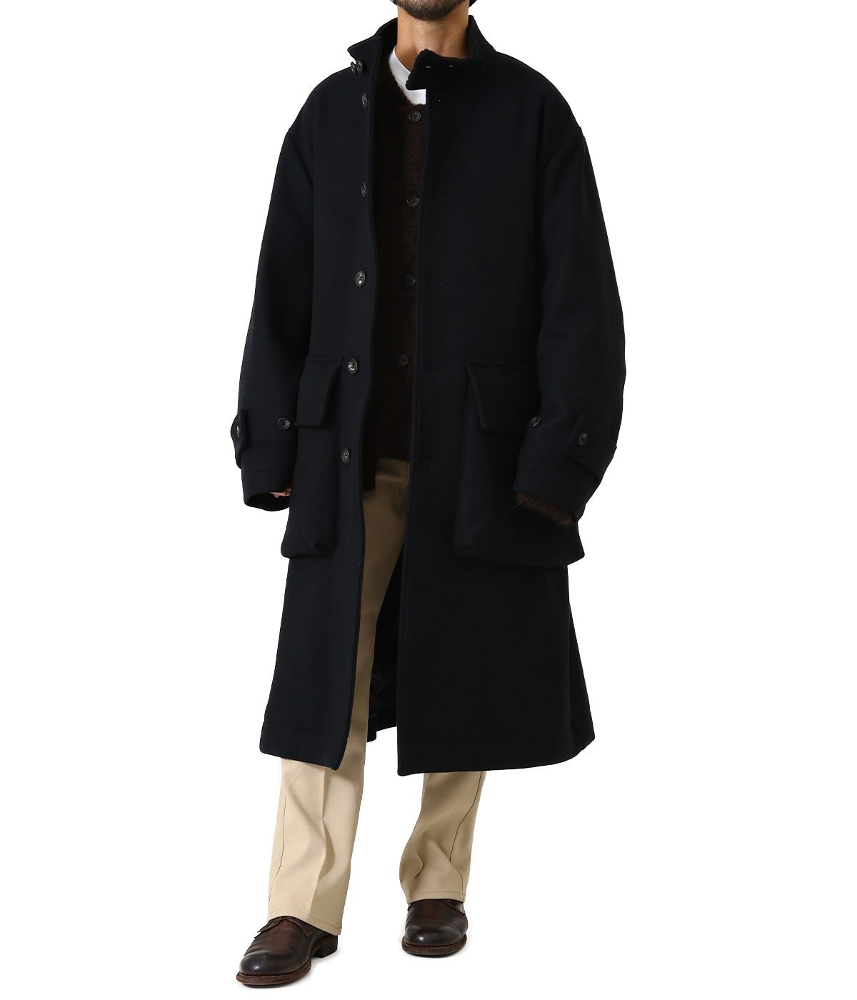 新作・人気アイテム 【1回のみ着用】日本製★ALLEGE Coat Collar Stand ステンカラーコート