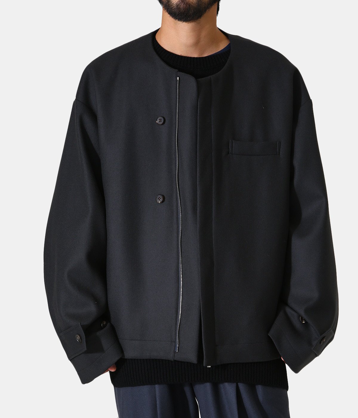 熱い販売 stein Melton 21AW Collar No Collar Melton Jacket