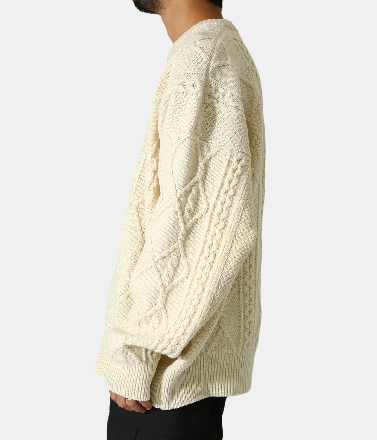 TOGAstein oversized cable knit LS オートミール