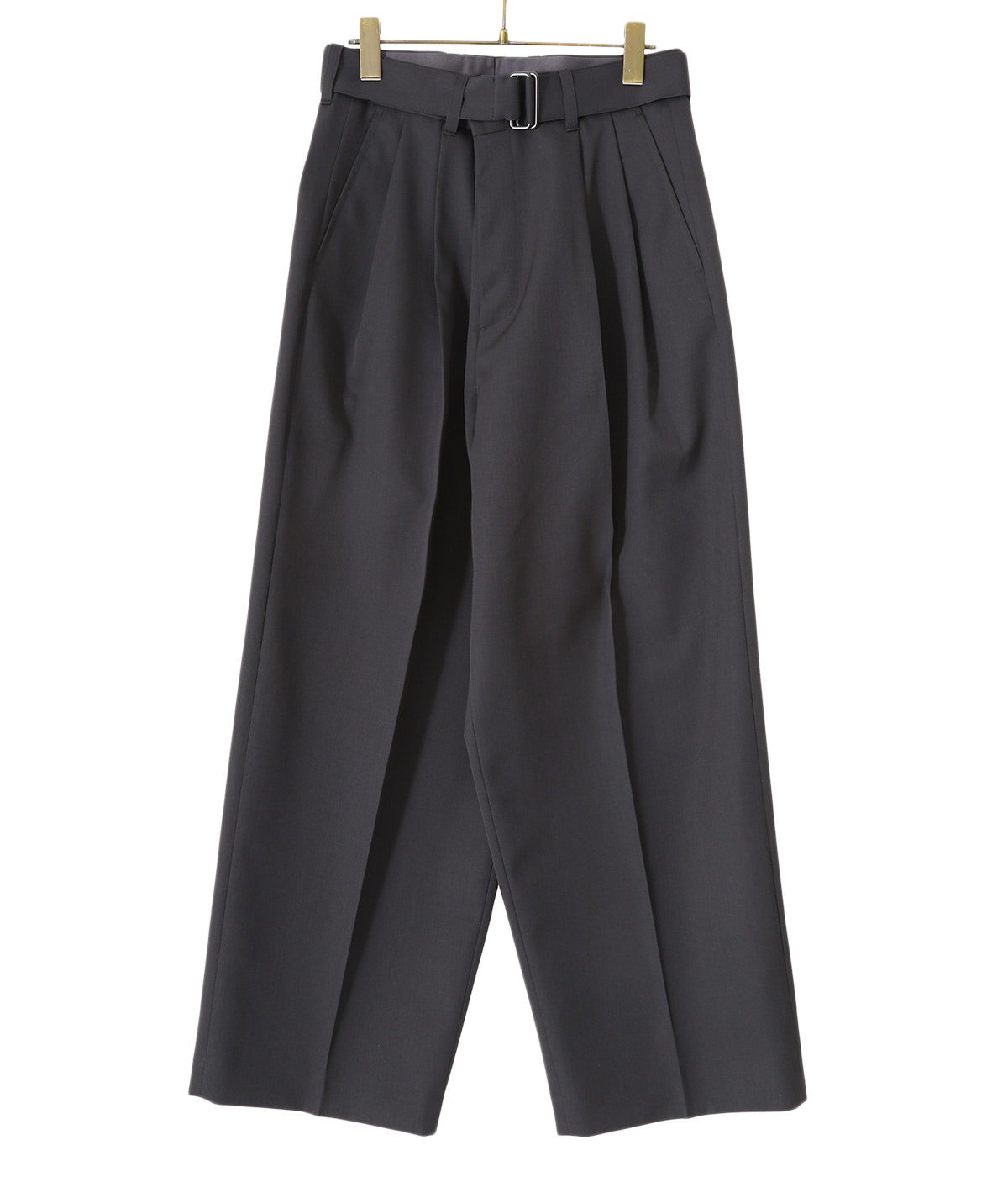 stein 21aw BELTED WIDE STRAIGHT TROUSERS - スラックス