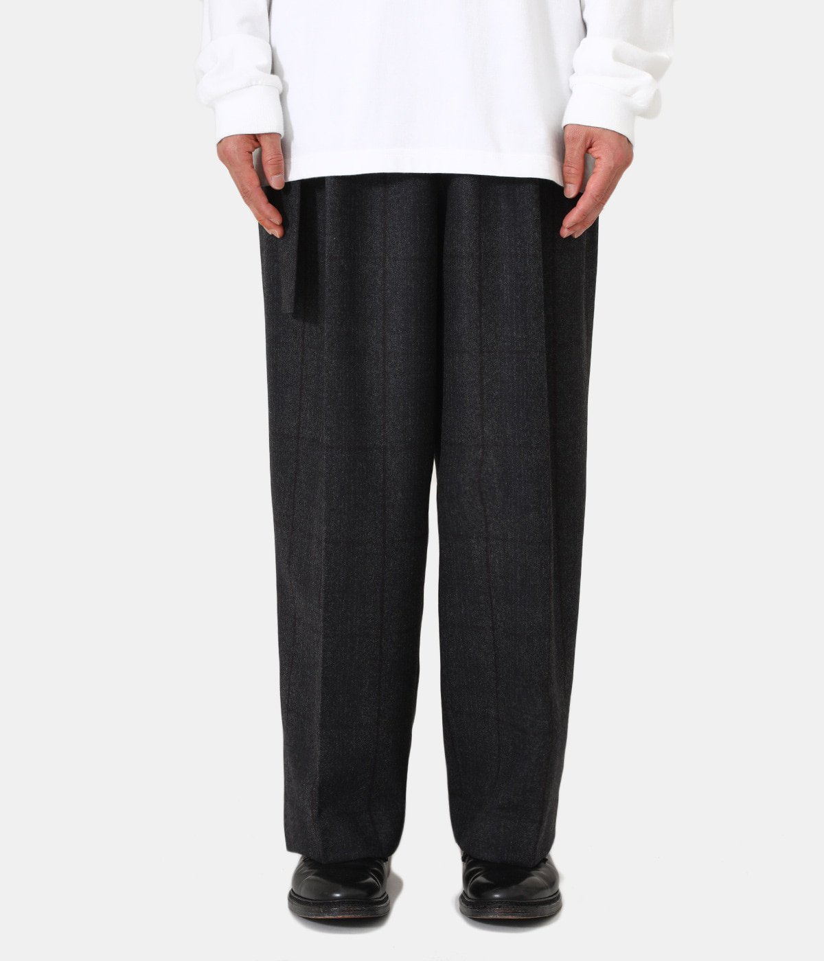 新発売 スラックス Belted Trousers Straight Wide スラックス 