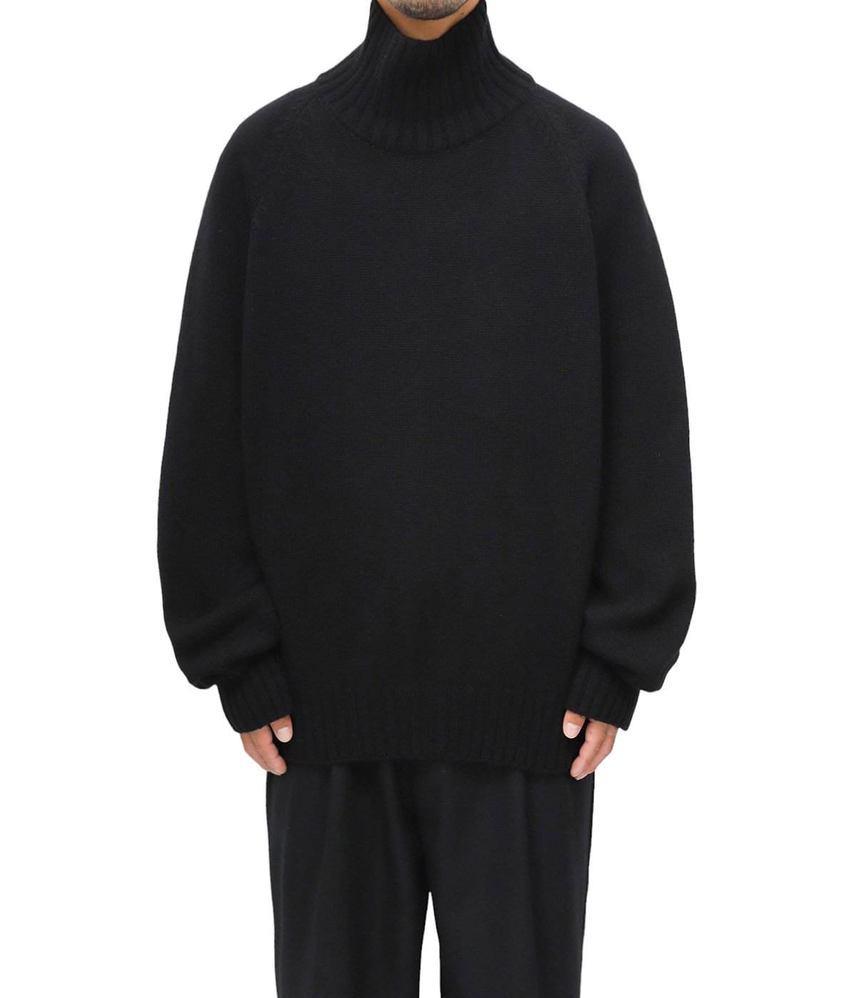 EX Fine Lambs Loose High Neck Knit LS