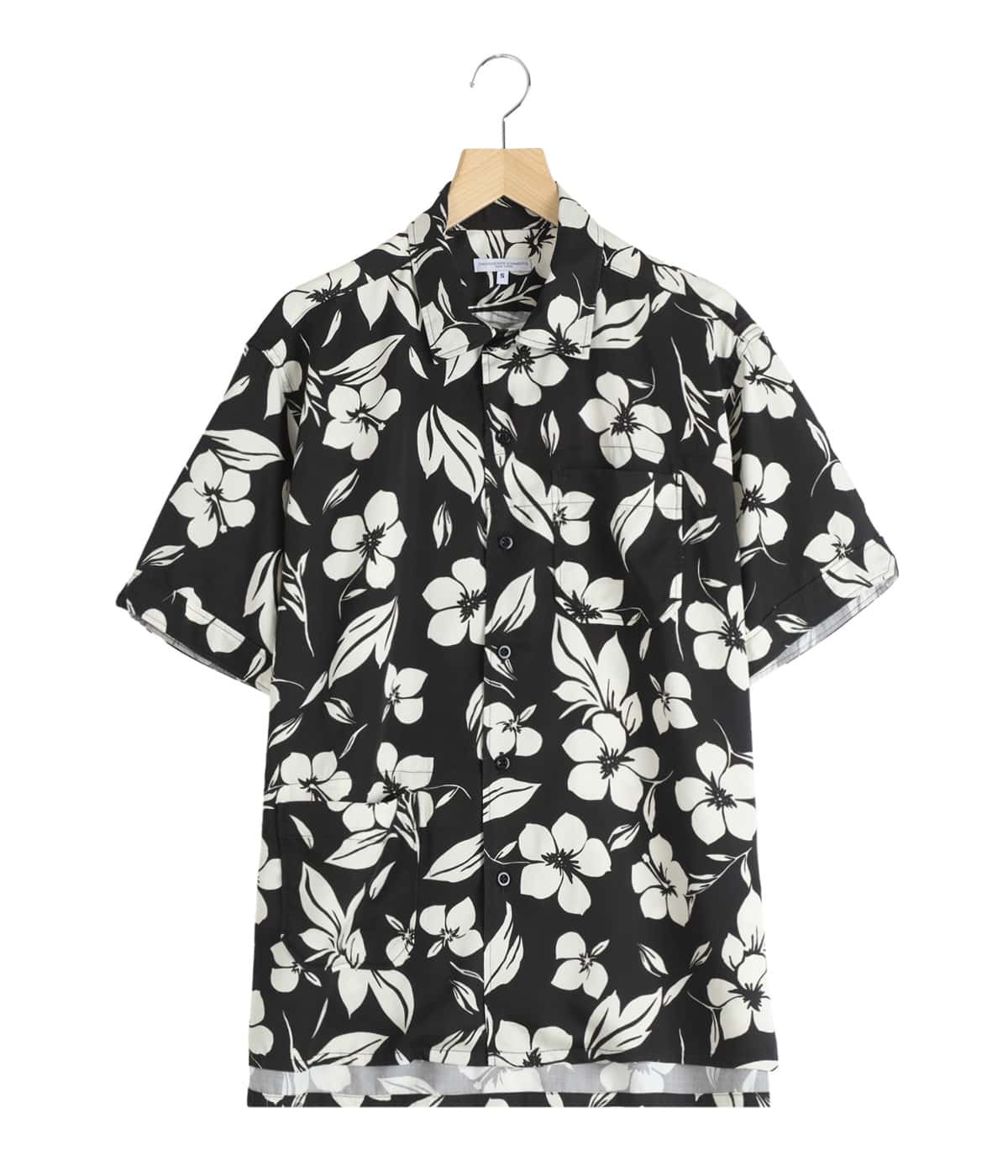 Camp Shirt Black/Natural Tencel Floral Print | ENGINEERED GARMENTS 