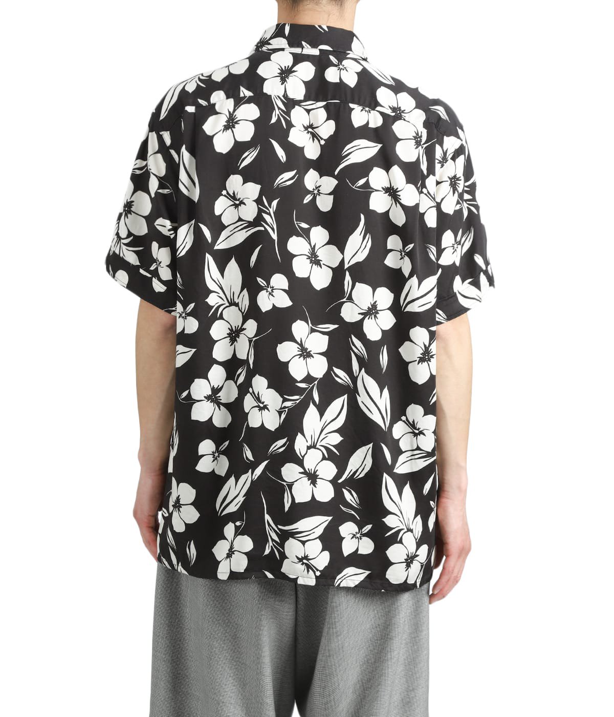 Camp Shirt Black/Natural Tencel Floral Print | ENGINEERED GARMENTS
