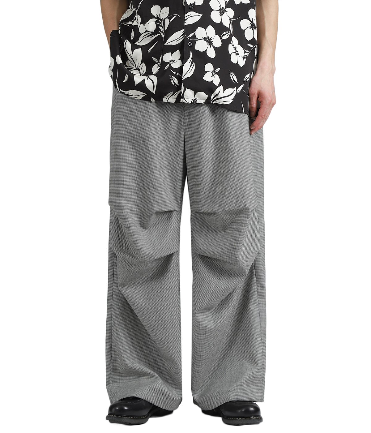 Over Pant Grey Micro Houndstooth Tropical Wool | ENGINEERED